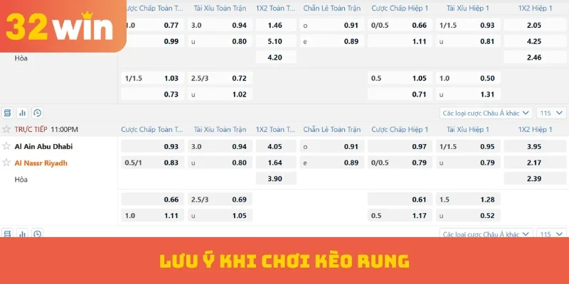 Lưu ý khi chơi kèo rung